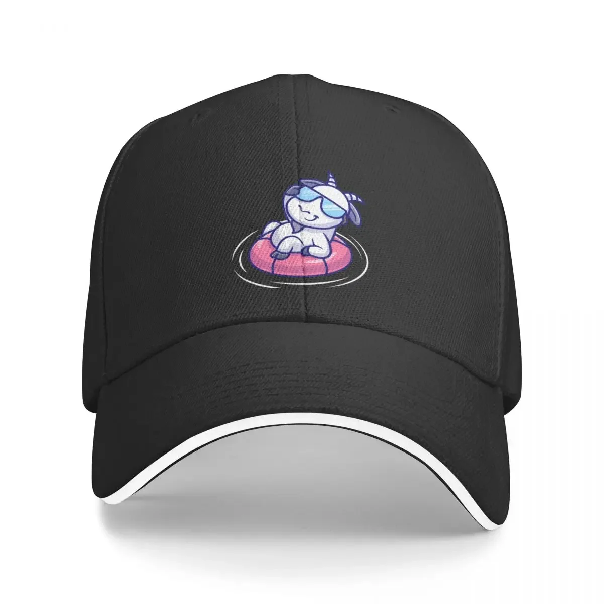 

Cute Goat Chill On Swimming Pool With Glasses Cartoon Baseball Cap custom Hat Christmas Hat Trucker Cap Girl Men's