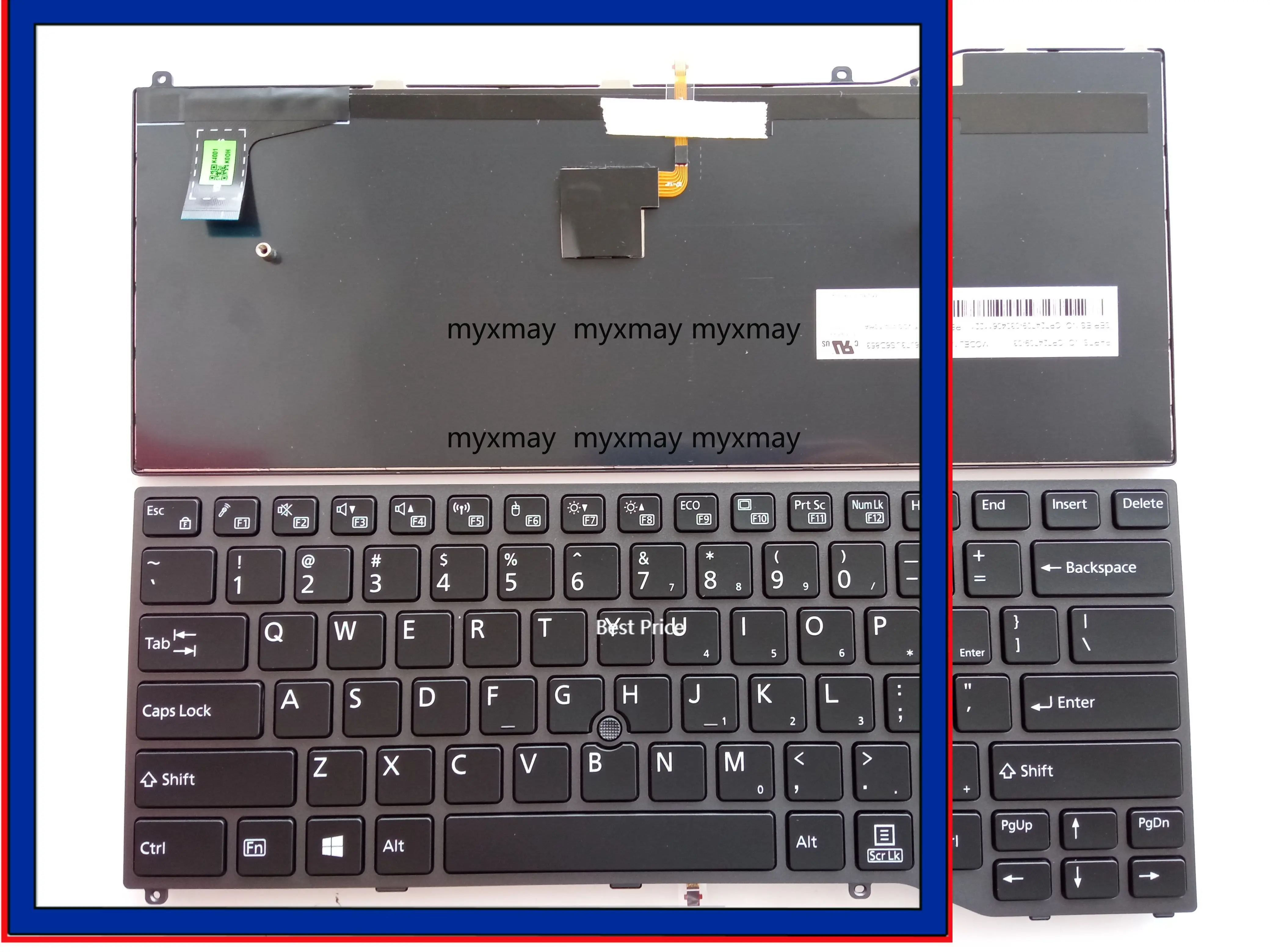 

Black No backlight with pointer US-Intl Keyboard Grey Frame For Fujitsu Lifebook U747 U748 U749