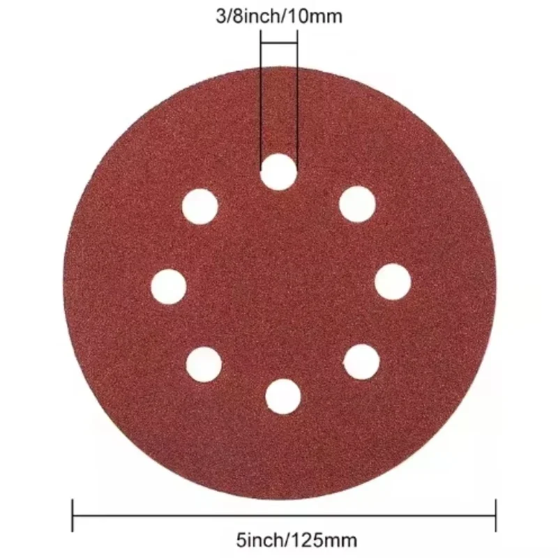 

Sanding Discs 5 Inch 8 Holes 50pcs/100pcs Hook and Loop Adhesive Sandpaper for Random Orbital Sander Abrasive Sheets Tools