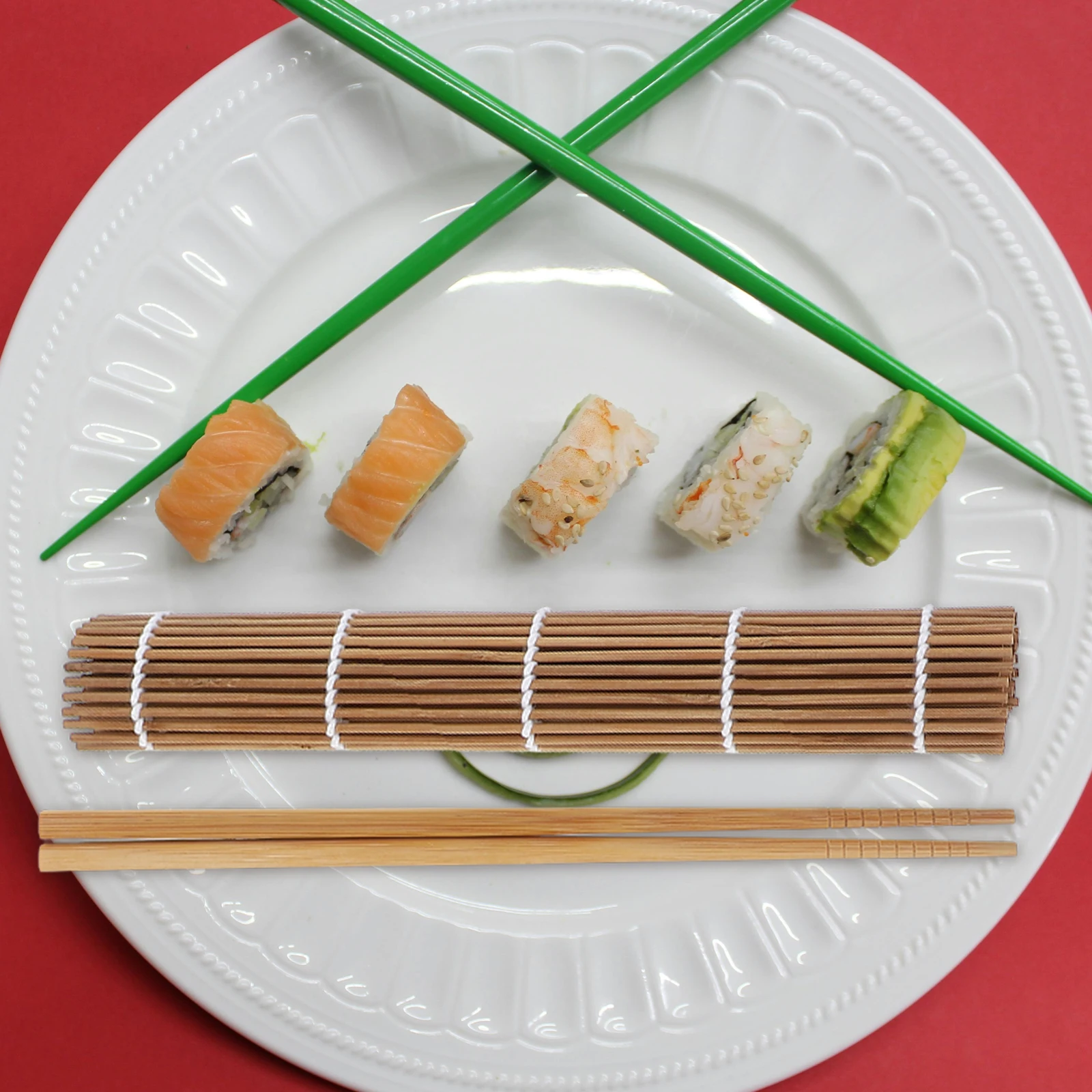 9 pcs Bamboo Making Kit Roller Mat Spatula Chopsticks Rice Paddle Spreader Japanese Cooking Tools Beginner