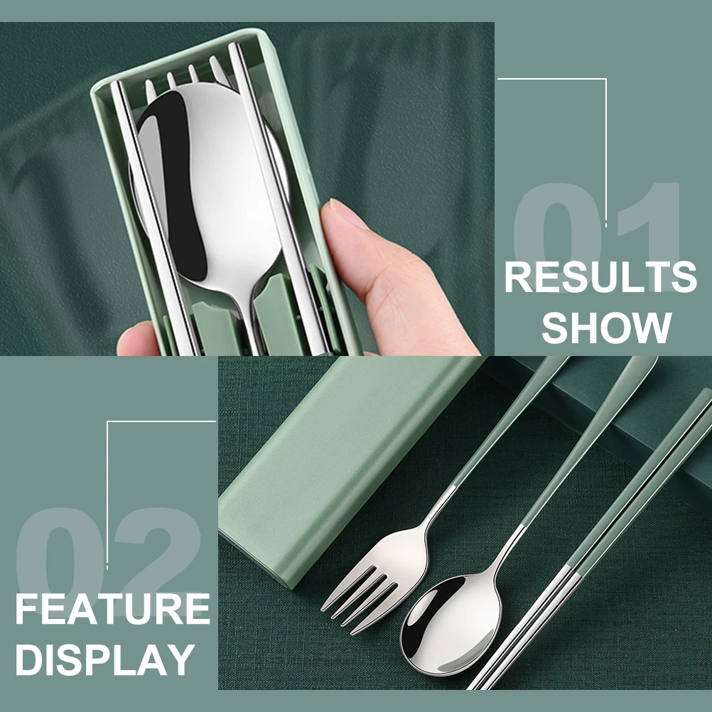 

1 Set Portable Cutlery Set Stainless Steel Travel Utensils For Camping Hiking Outdoor Tableware Camping Cutlery Backpacking