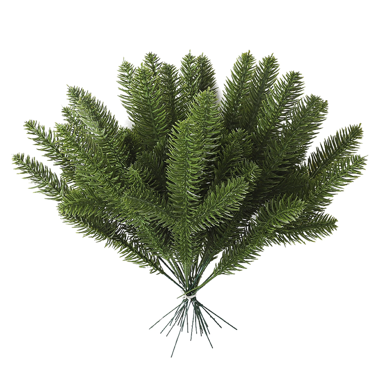 30pcs Artificial Pine Tree Branch Plastic Pine Leaves Faux Foliage Fake Flower DIY Craft Wreath Christmas Party Home Decoration