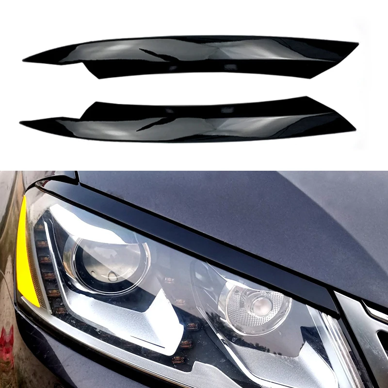 

Gloss Black Car Front Headlight Eyebrow Eyelid Lamp Light Eyebrows Sticker Cover For Volkswagen VW Passat B7 10 -14 Accessories