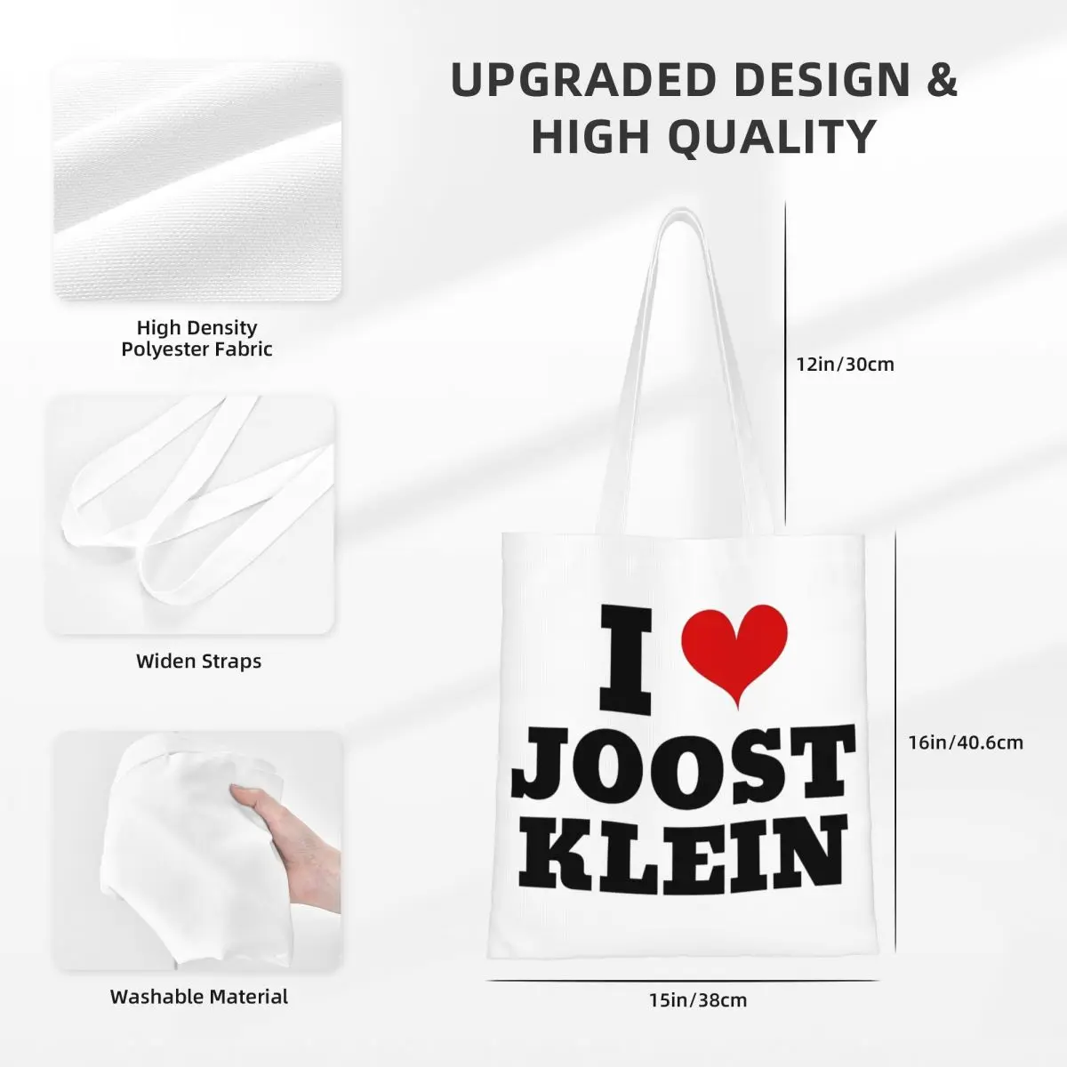 I Love Joost Klein 2024 Europa tas Jinjing kanvas กระเป๋า Y2K แฟชั่นความจุมากสำหรับผู้หญิงผู้ชาย