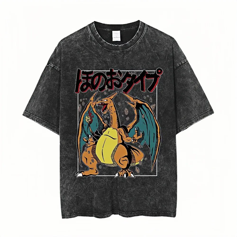 charizard-pokemon-acido-lavagem-camiseta-anime-estilo-impressao-oversized-solto-camisetas-unisex-harajuku-streetwear-na-moda-topos-para-homens