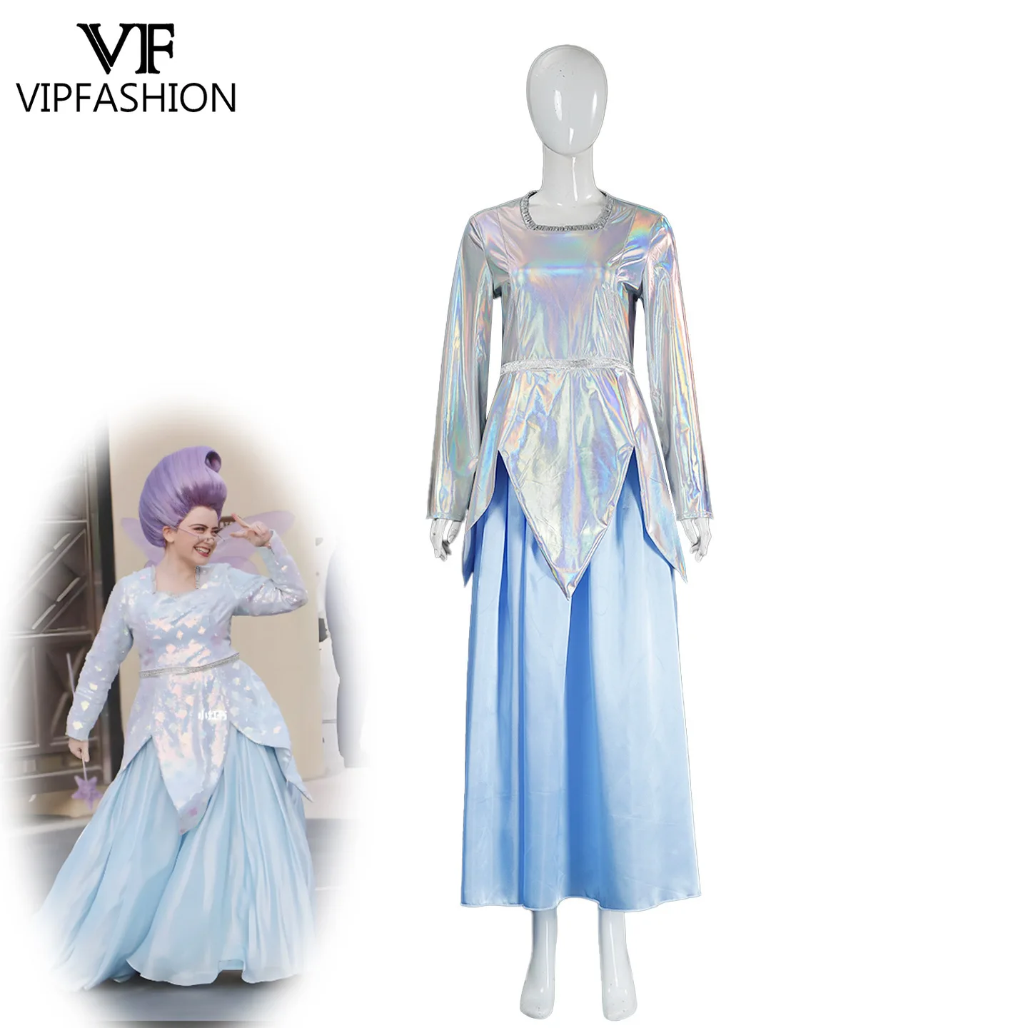 

VIP FASHION Halloween Fairy Godmother Cosplay Costume Woman Elf Dress Anime Movie Stage Performance Outfit Medieval Art Dress UP