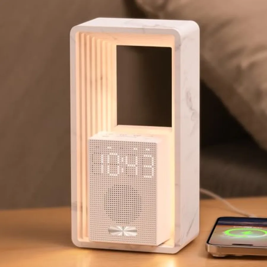 

Digital Alarm Clock, Sunrise Alarm Clock with Nightlight, 9 Sleep Aid Sounds, Noise Sounds Machine, Dimmable Display, Snooze, U
