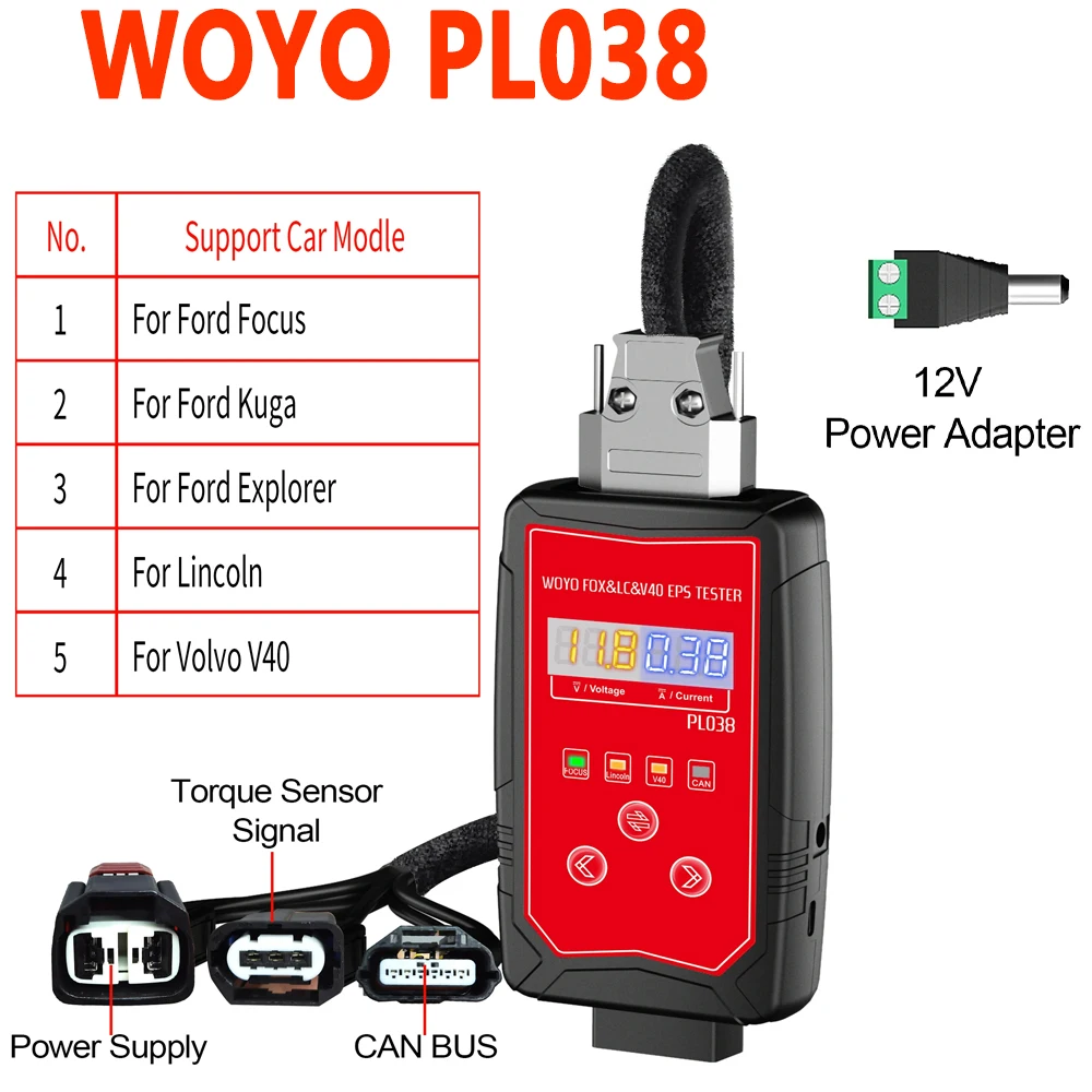 

WOYO PL038 For Ford for Volvo Steering Wheel Motor EPS Tester Drive Diag Data Flash Update Software Iron Shell Electric Power