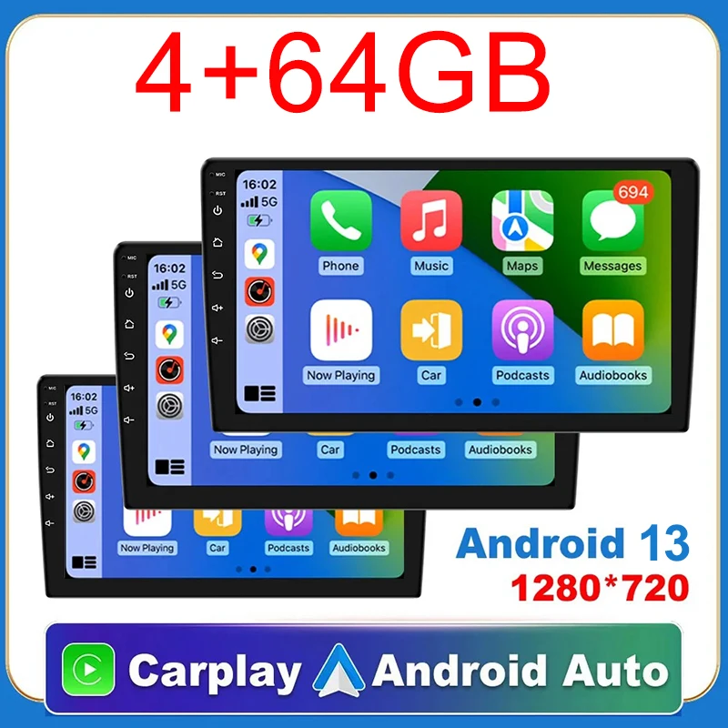 רדיו לרכב אוניברסלי 7/9/10 אינץ' אנדרואיד 13, 32G/64G, רדיו לרכב אנדרואיד 2 דין, GPS, BT, מערכת מולטימדיה חכמה לרכב