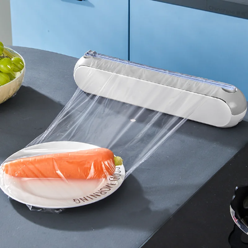 Foil Cutter Kitchen Plastic Wrap Dispenser Magnetic Food Storage Cutter Box Wall-mounted Cling Film Cutter Kitchen Accessories