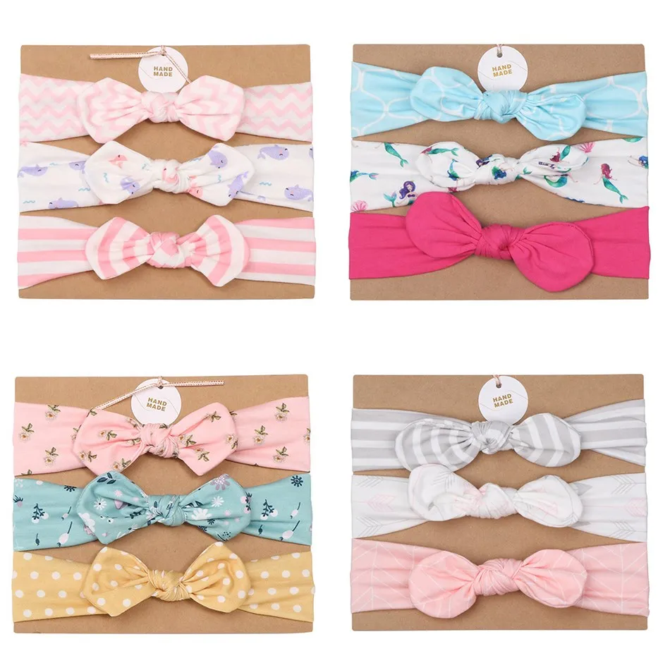 0-2 Years Newborn Baby Headwear 3pcs Spring Autumn Toddler Baby Elastic Bow Hair Ornament Cute Headband for Baby