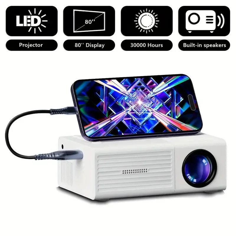 

Мини-проектор для домашнего кинотеатра, портативный проектор 3D LED, лазерный проектор для смартфона и ТВ, для видео Full HD 1080P, кинотеатр