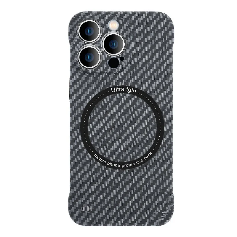 

Applicable to iPhone16PRO mobile phone case, borderless carbon fiber Apple 15PROMAX ultra-thin PC case 14