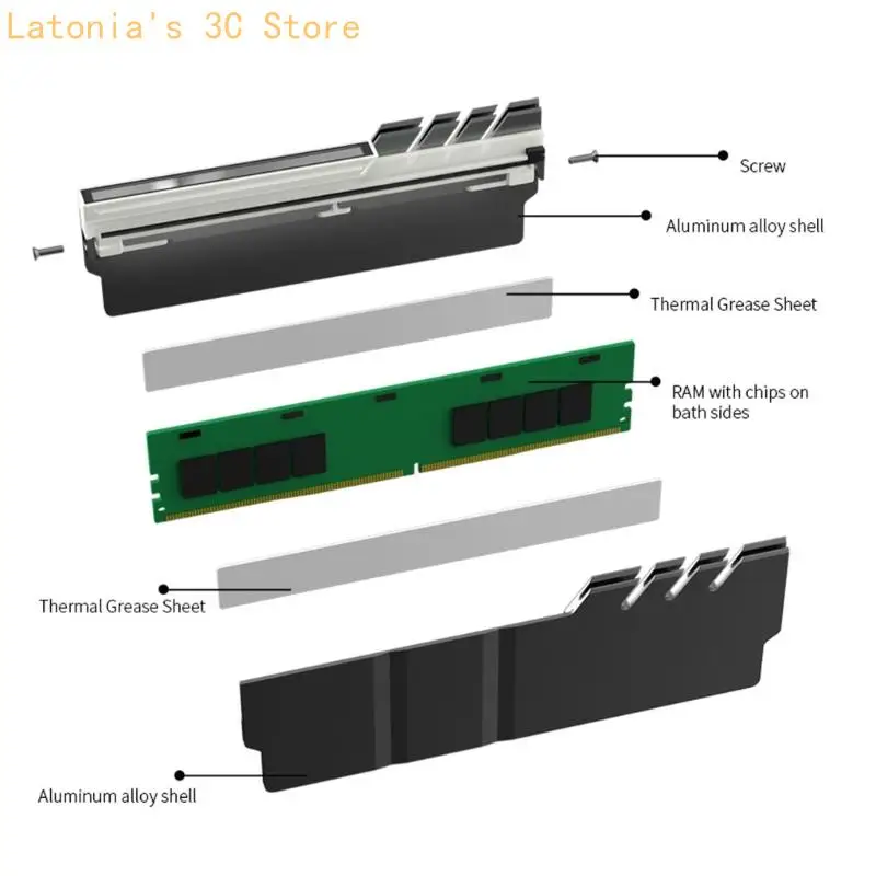 Hochleistungs-DDR4-DDR5-ARGB-Kühler für Speichermodule mit Aluminiumkonstruktion X3UB – Detail 10