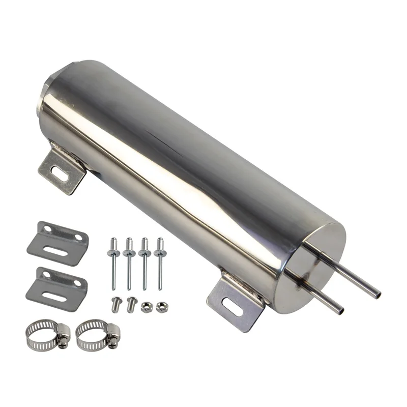 라디에이터 오버플로우 탱크 병 캐치 캔 실버 3x10인치 광택 스테인리스 스틸 32온스