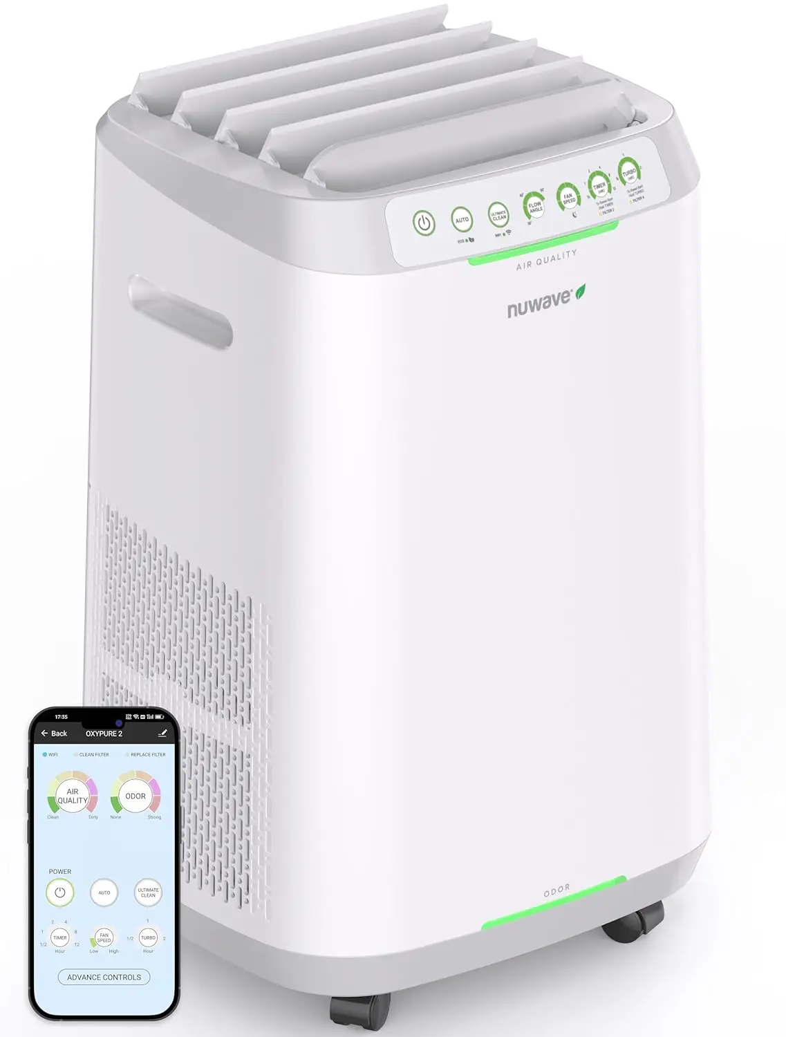 Smart Air Purifier, Large Area up to 2,002 Sq Ft, Dual 4-Stage Air Filtration, Adjustable 30°, 60°, 90° Vent