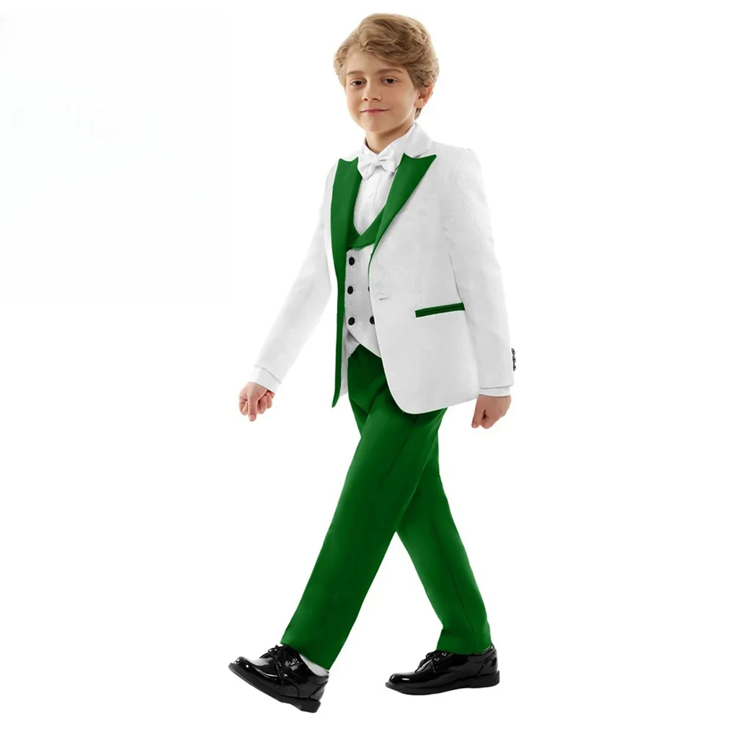 Boys' Formal Suit Set with Long-Sleeved Peak Lapels Graduation Suit Set Birthday Party Formal Dinner Suit Set