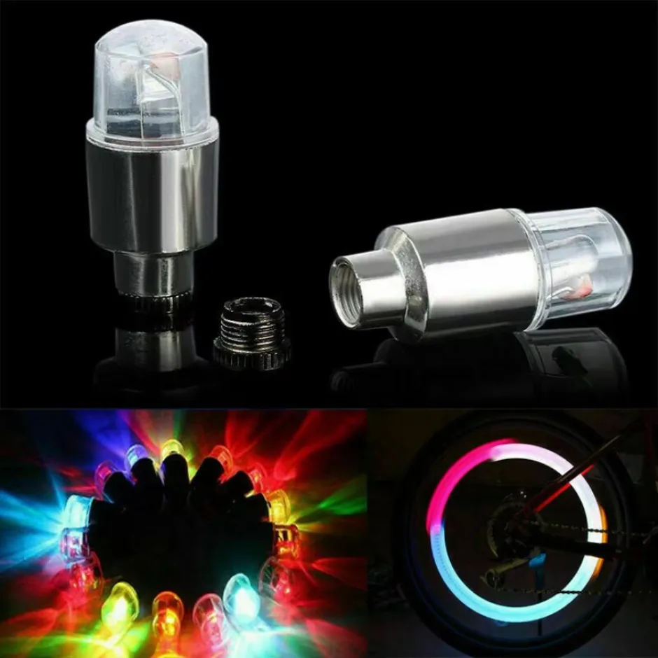 Tire Valves Cap Light fit for Car Motorcycle Bicycle Wheel Tyre LED Colorful Lamp Cycling Hub Glowing Bulb Accessories 2pcs