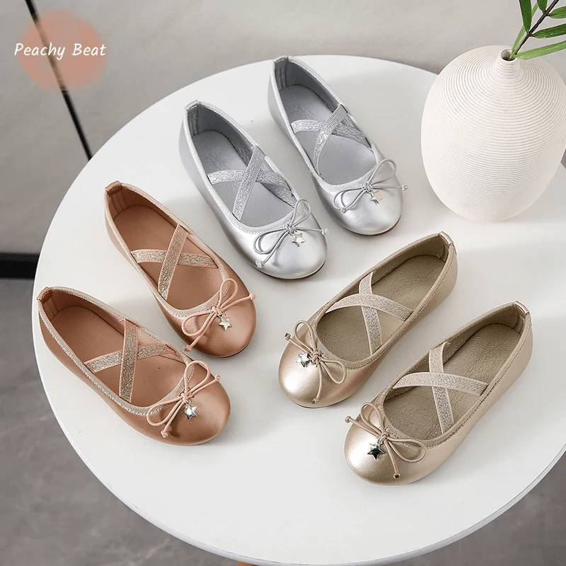 

Модная детская обувь с бантом и мягкой подошвой для девочек