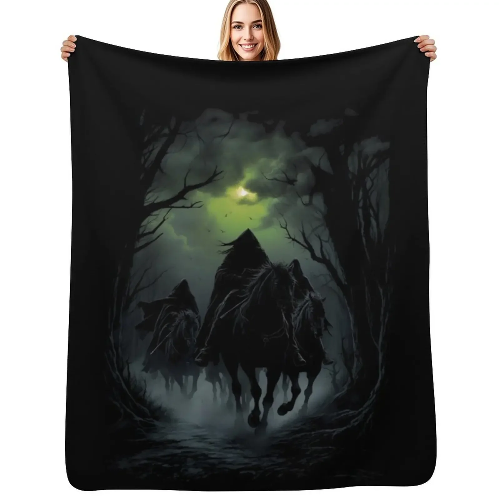 

The Nine Riders Under the Moonlight - Fantasy Throw Blanket Summer Beddings Furrys Blankets For Bed Blanket