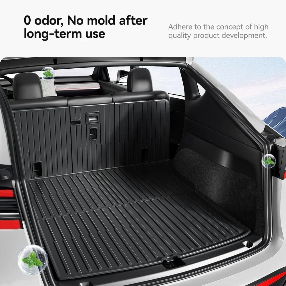 

For New Tesla Model Y Launch 2025+ Juniper 2025+ TPE Floor Mats & Cargo Liner, All Weather Trunk Mats Floor Liner Backrest Mats