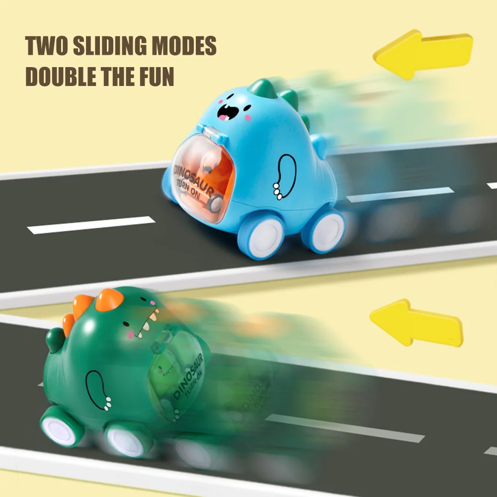 Dinosaur Press Ejector Car Toys Children's Inertial Force Return Car Cartoon Dinosaur Toy Car Funny Creative Parent-child Games