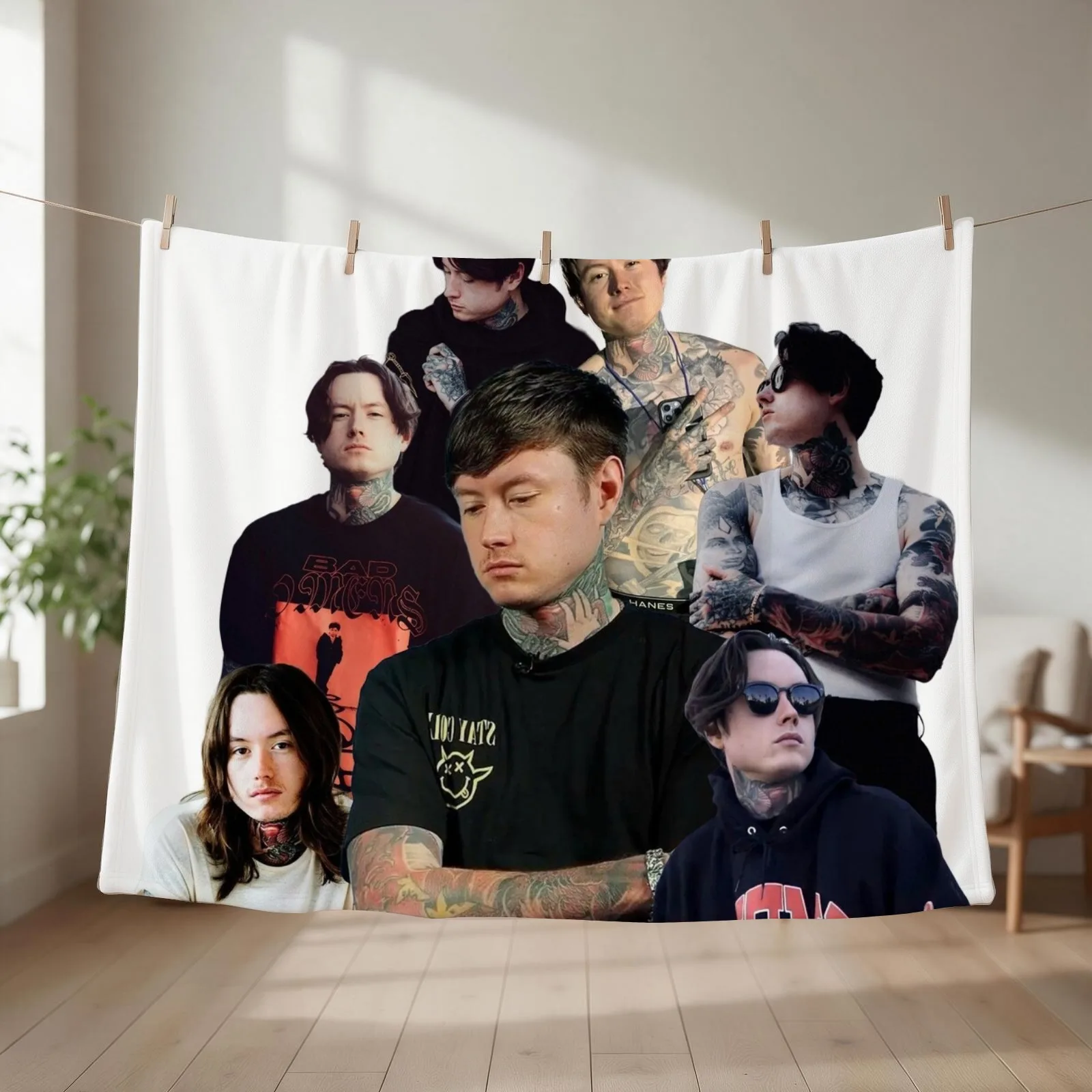 Noah Sebastian photo COLLAGE Throw Blanket Sleeping Bag Hairy Plaid on the sofa warm winter Blankets