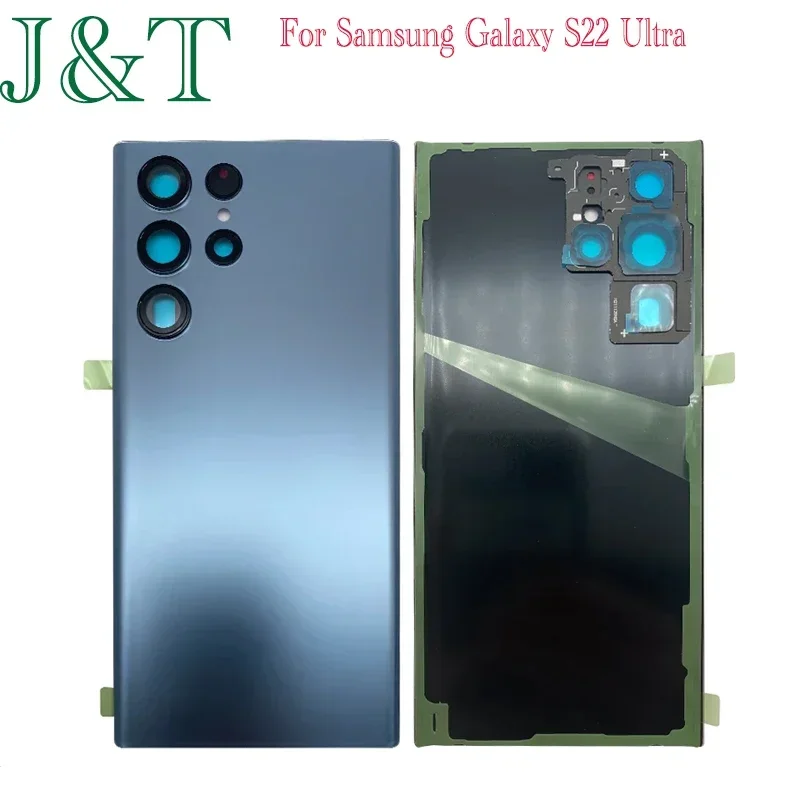 Back Glass Replacement For Samsung Galaxy S22 Ultra SM-S908B Battery Rear Door Cover Case with Camera Lens With Adhesive