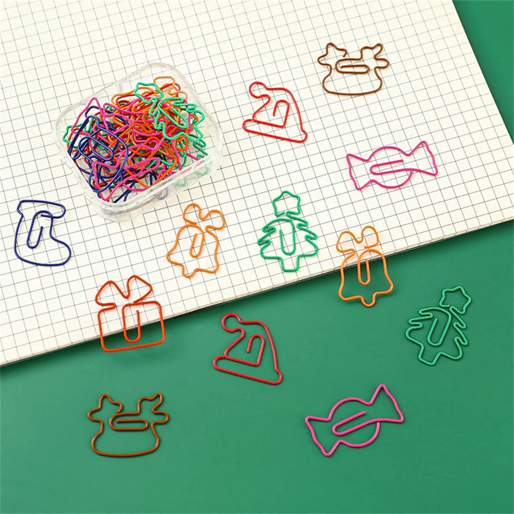 

10/12pcs/pack Metal Christmas Elk Paper Clip Bookmark Binder Clips Photos Tickets Notes Letter Stationery School Office Supplies