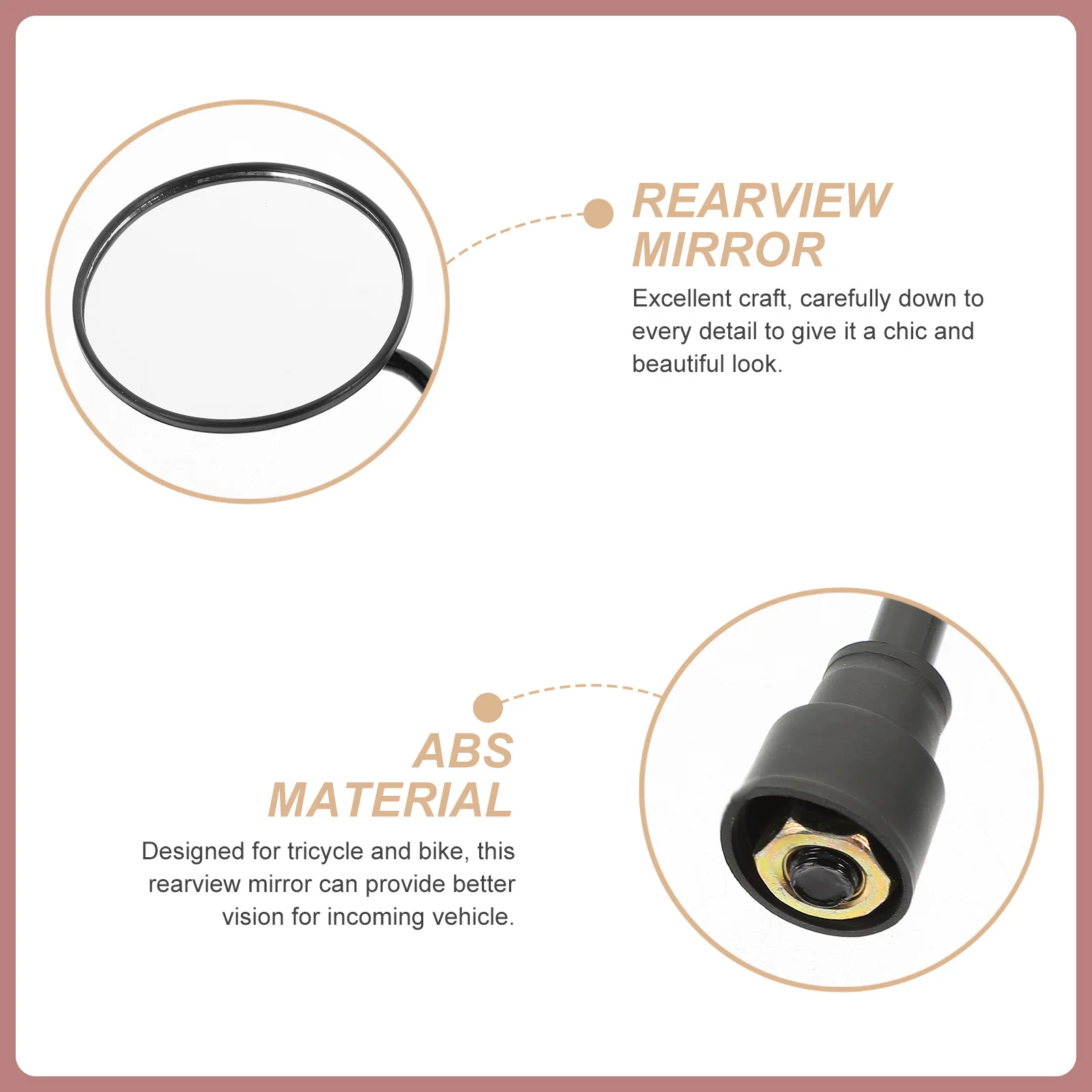 

2Pcs Rearview Mirror Accessories Wide Angle Clear Vision Cycling Safety Mirror for Electric Bike Mountain Bike