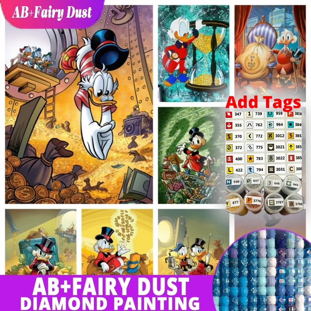 AB Fairy Dust Dagobert Mcduck Cartoon Diamant Malerei Komplette Kits Donald Duck Geld Kunst Stickerei Kreuzstich Handarbeit Geschenk