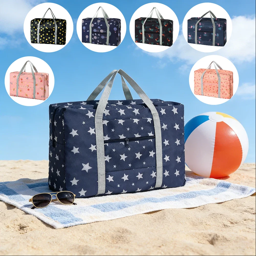 1pc Fashionable Printed Hand Luggage Bag, Portable Short Distance Travel Bag, Household Moving Bag, Large Capacity Foldable Bag