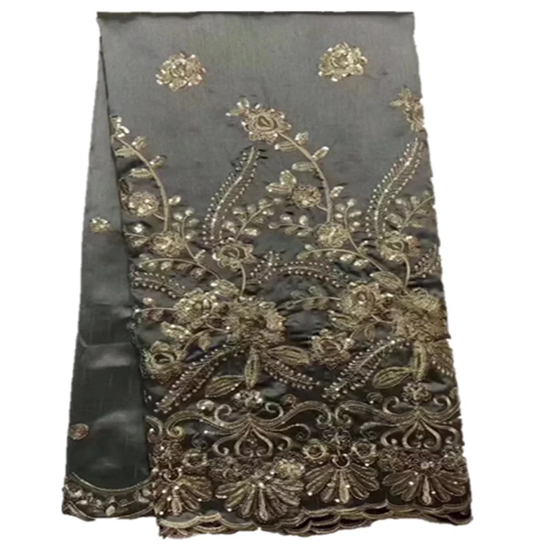 

High Quality George Lace Fabric Nigerian Material New Design George African Sequins Lace Fabric