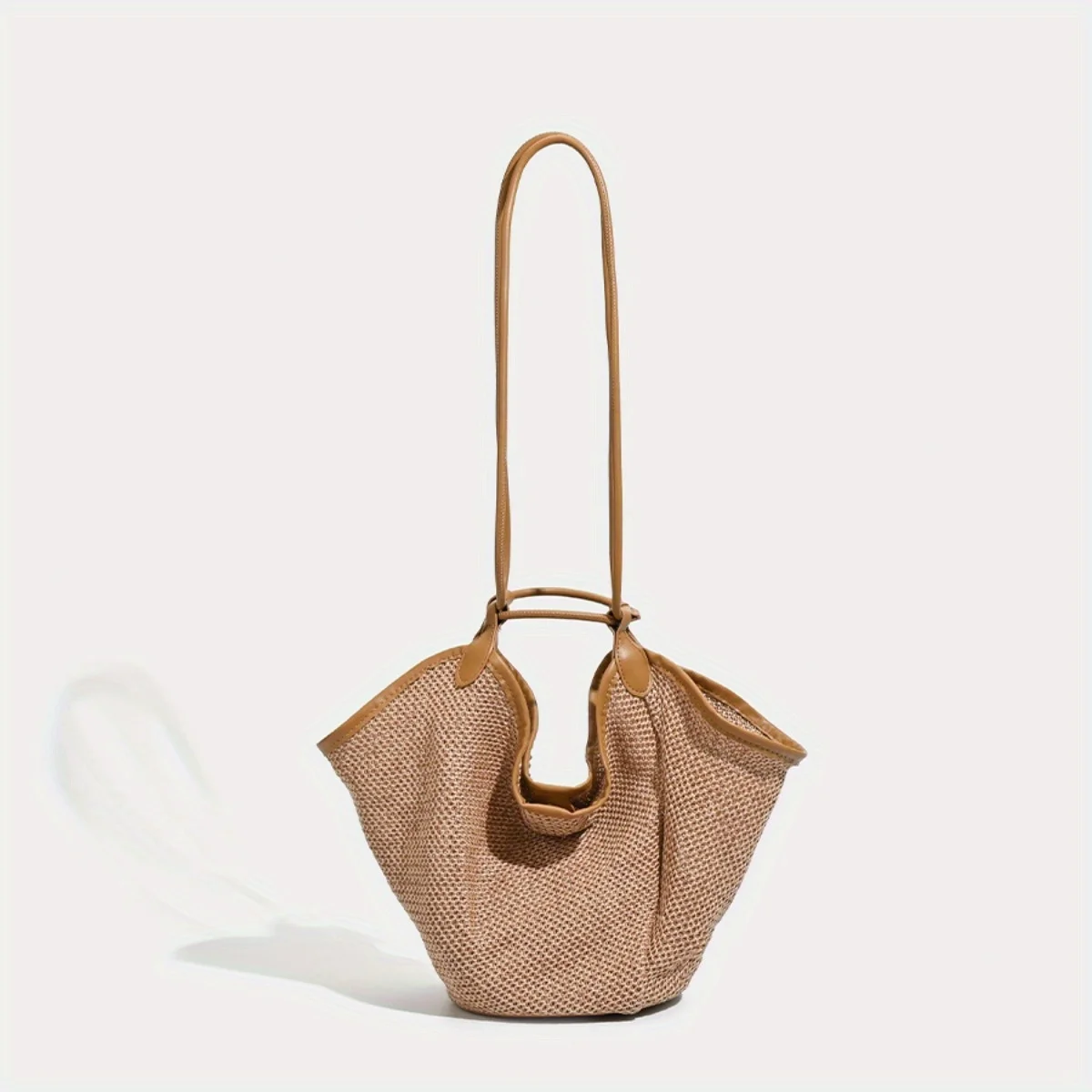 حقيبة حمل من القش للعطلات - حقيبة كتف بوهو ذات سعة كبيرة مرقعة ومريحة ومحفظة كروس للنساء حقيبة شاطئ صيفية