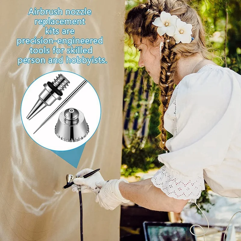 21Pcs Airbrush Bico Cap Kit Airbrush Agulha Peças reposição Airbrush Agulhas Airbrush Kit limpeza Peça reposição