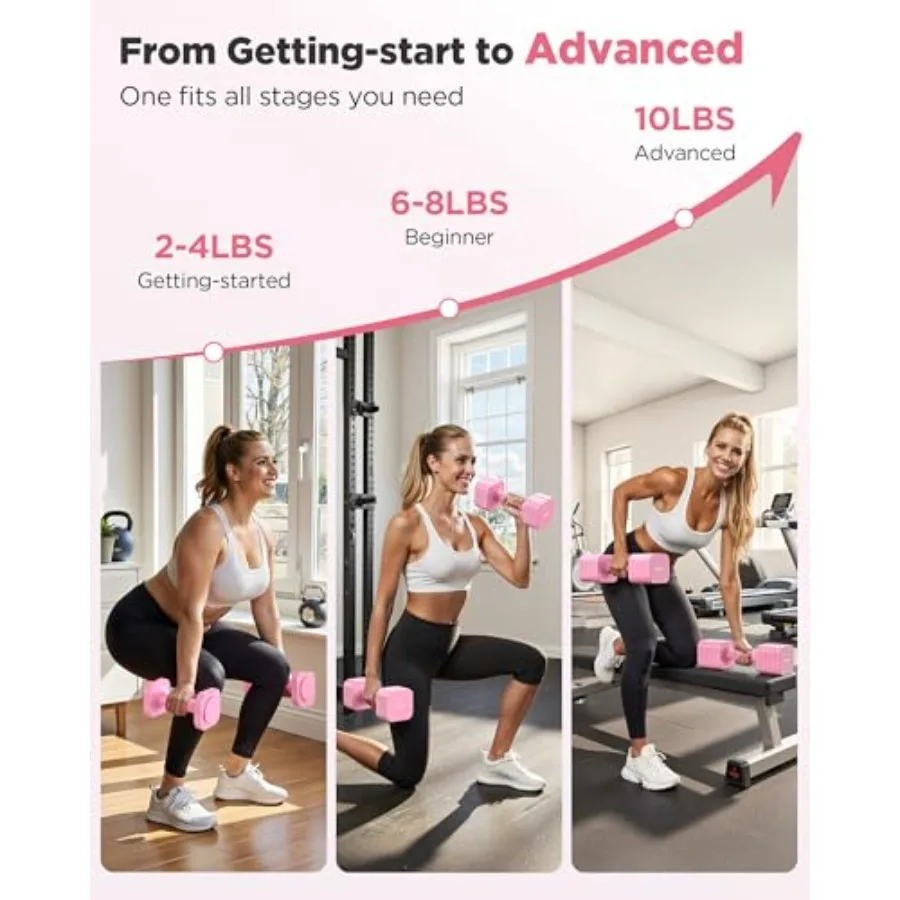 FEIERDUN 5in1 مجموعة دمبل قابلة للتعديل مكونة من 2 20 رطل 10 رطل أوزان يدوية للنساء 1sAdjust DualStable مجموعة الدمبل للنساء Home G #4