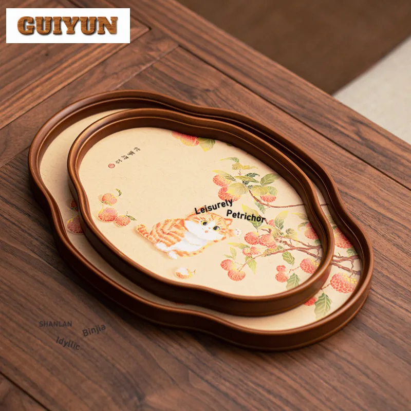 

Бамбуковый поднос для чая Cat Koi, тарелка с сухофруктами, доска для хранения кофе, украшение для сладкого стола, подносы, посуда для сервировки чайного набора