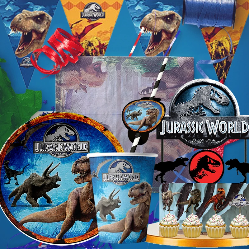 

Disney Jurassic dinosaurs Party Supplies Tableware Set Cup Plates Napkins For Kids Birthday Decoration Boys and GirlsBaby Shower