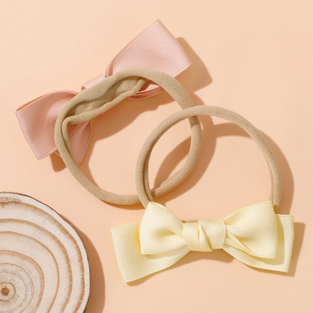 New Girls Solid Colors Ribbon Hair Bands for Bowknot Headband Boutique High Horsetail Girls Headwear Kids Baby Hair Accessories