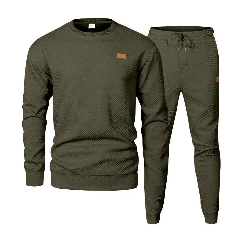 

Men's Casual Knitted Set round Neck Long Sleeve Long Pants Two-Piece Set 2510 Imported Sportswear Comfortable Winter Outfit