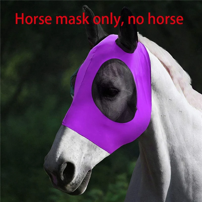 2PCS Horse Masks Anti-Fly Worms Breathable Stretchy Knitted Mesh Anti Mosquito Mask(Horse Not Included)