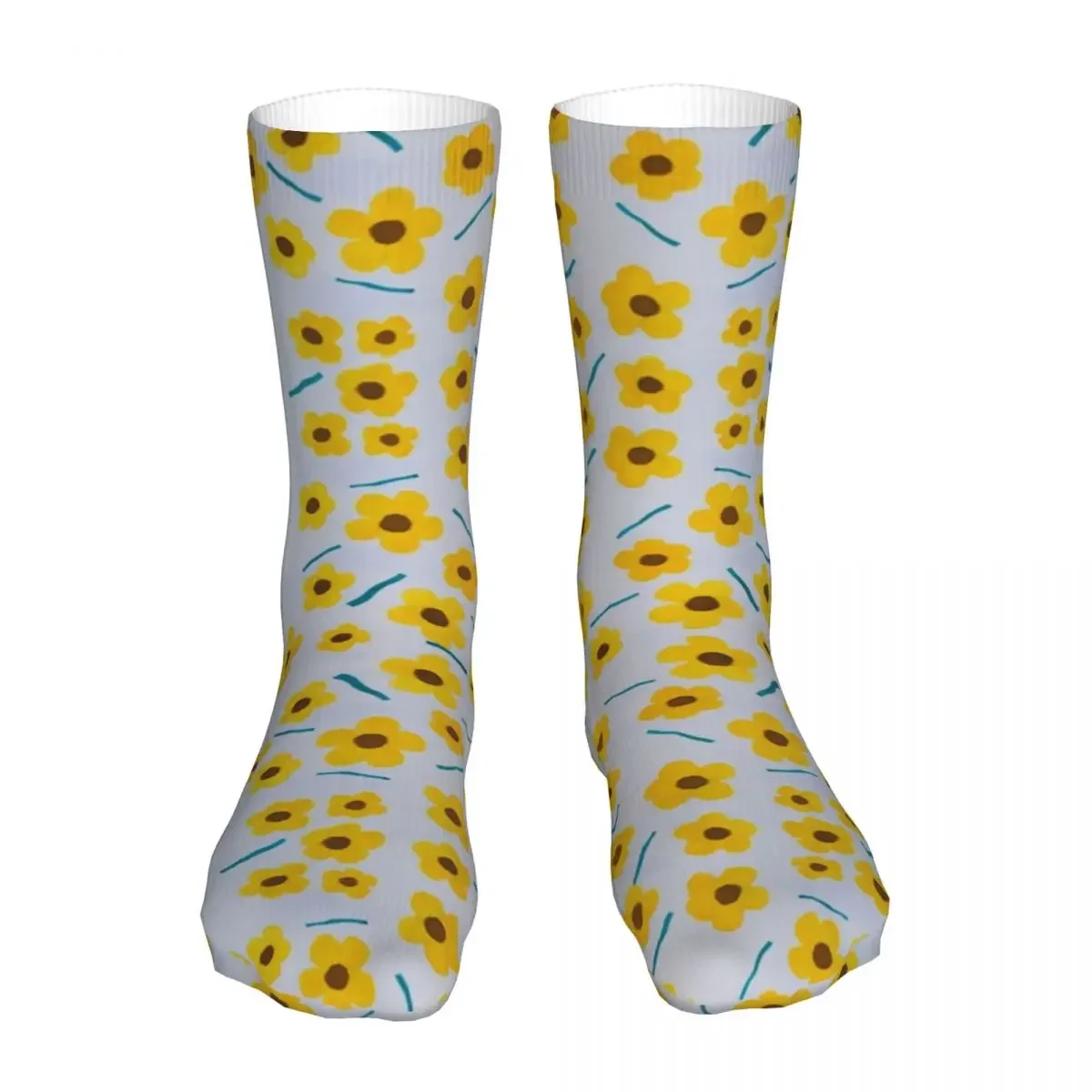 Yellow Daisy Socks Men Women Polyester Funny Happy Flower Socks Crazy Spring Summer Autumn Winter Socks Gifts