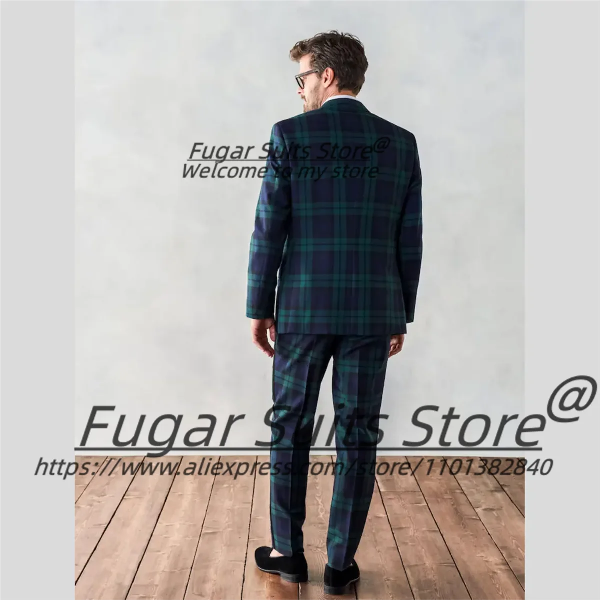 Classic British style Prom Men Suits Slim Fit Peak Lapel Groom Tuxedos 2 Pieces Sets Casual Male Blazers Handsome Costume Homme