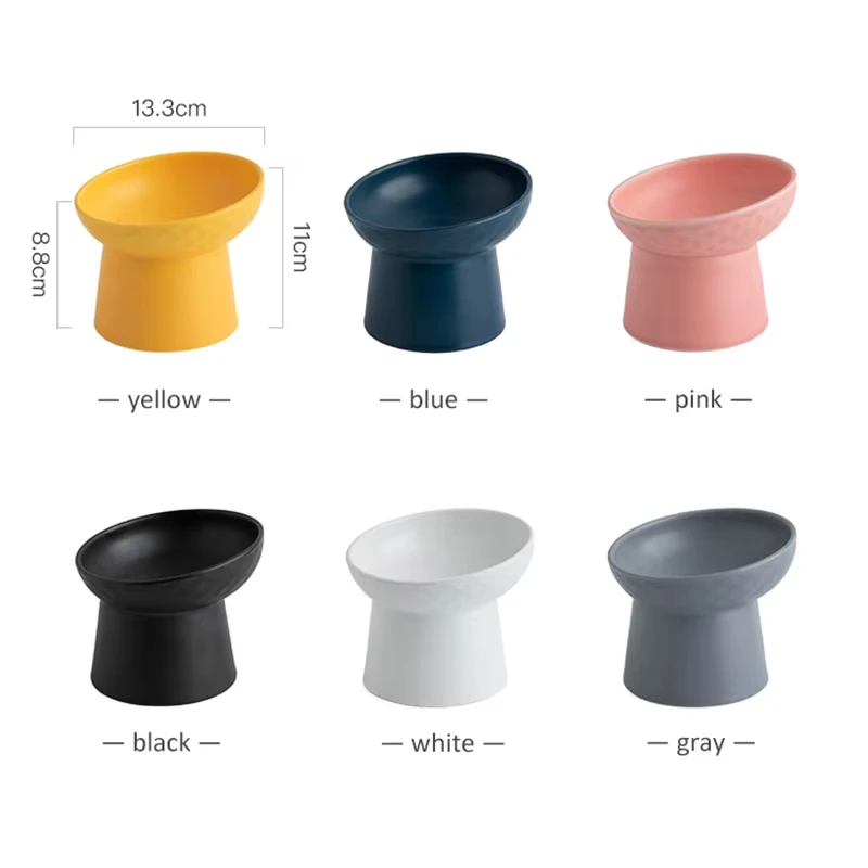 Cat Nordic Style Food Water Bowl Pet Animal Ceramic Eating Dishes High Foot Raised Puppy Cats Matte Bowls Elevated Dog Bowls