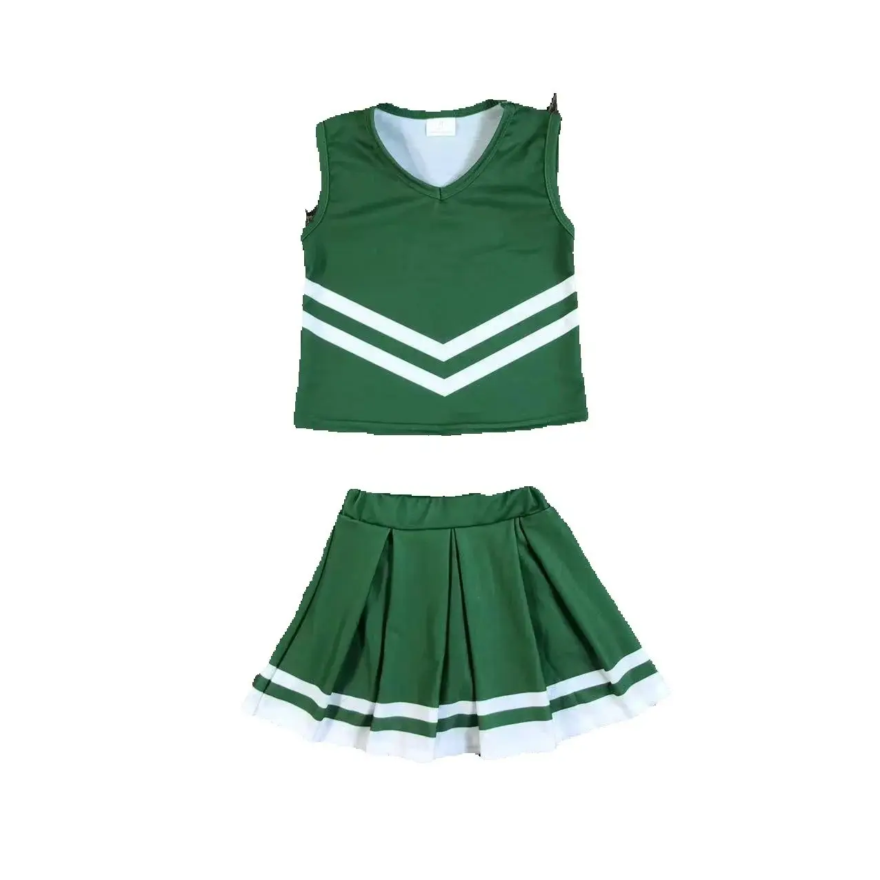 Green Cheerleading girl clothing Sets vest + skirt outdoor sports Sets childrens fitness running sportswear