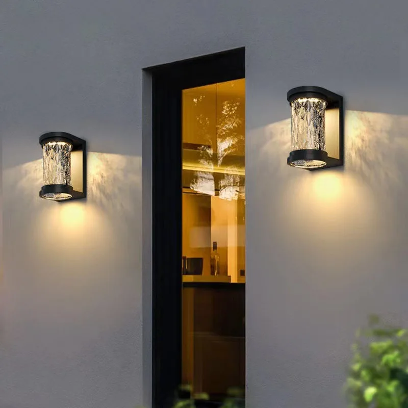 Villa outdoor wall lamp outdoor balcony corridor waterproof corrugated wall lamp courtyard gate post decorative exterior wall