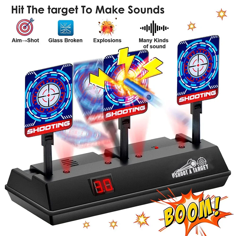 New Electronic Shooting Target for Guns Scoring Auto Reset Target for BoysTarget Practice with Light Sound Effect Kids Gift