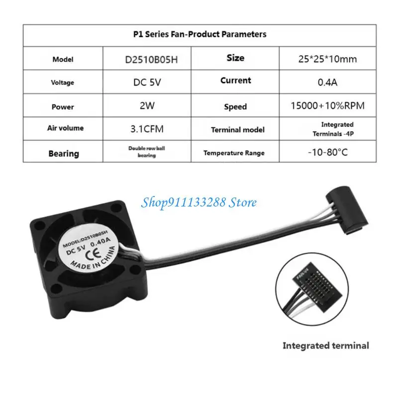 

G88D Cooling Fan for 3D Printer Hotend Having Double Ball Bearings and PWM Control to Optimize Cooling Performances 2510 Size