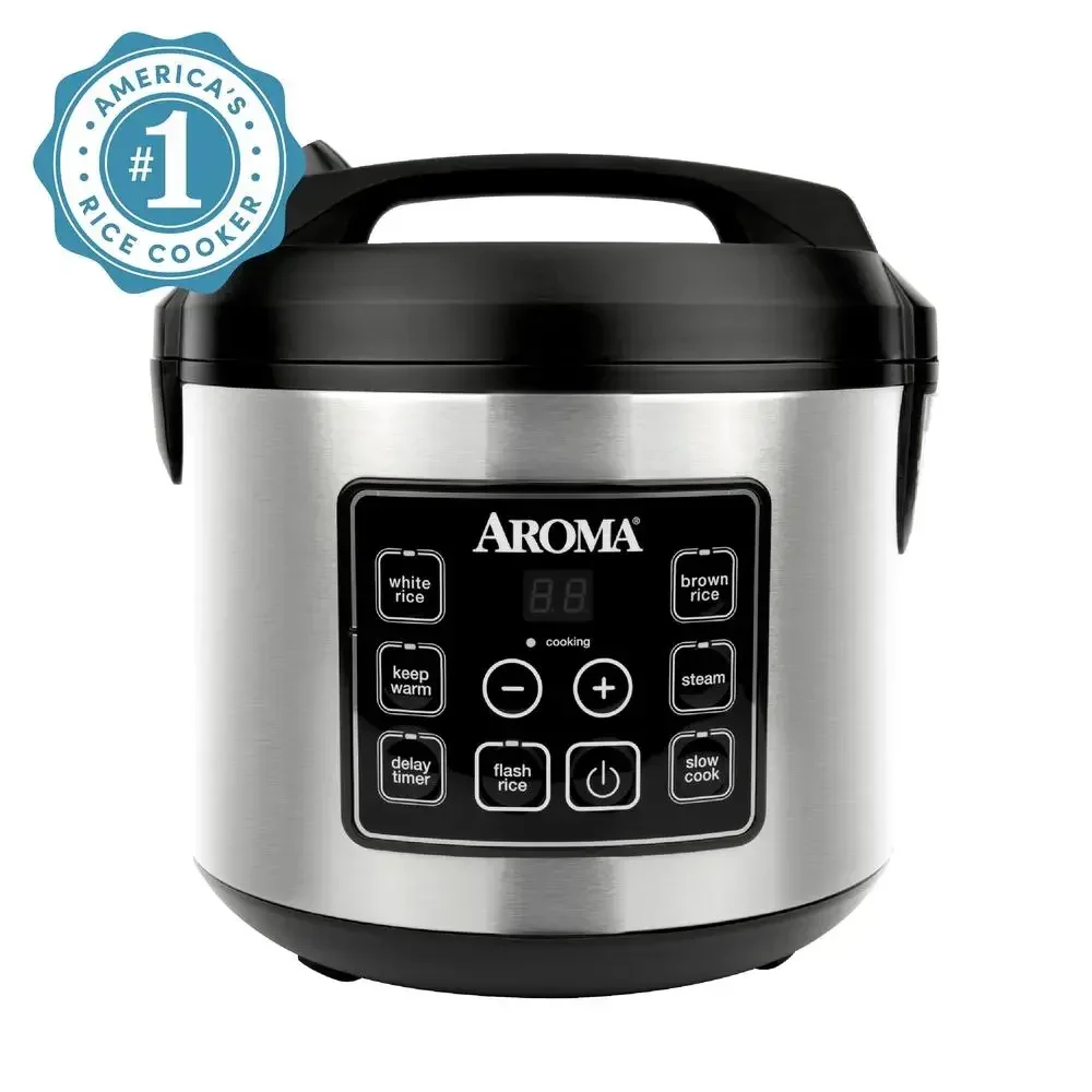 Digital Rice & Grain Cooker 20 Cup Capacity Steamer Delay Timer Stainless Steel  ARC-150SB