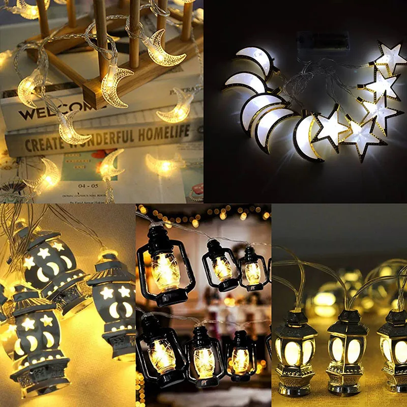 Ramadan Decoration 2026 Star Moon String Lights Eid Mubarak Tabletop Tree Islamic Muslim Home Decor Supplies
